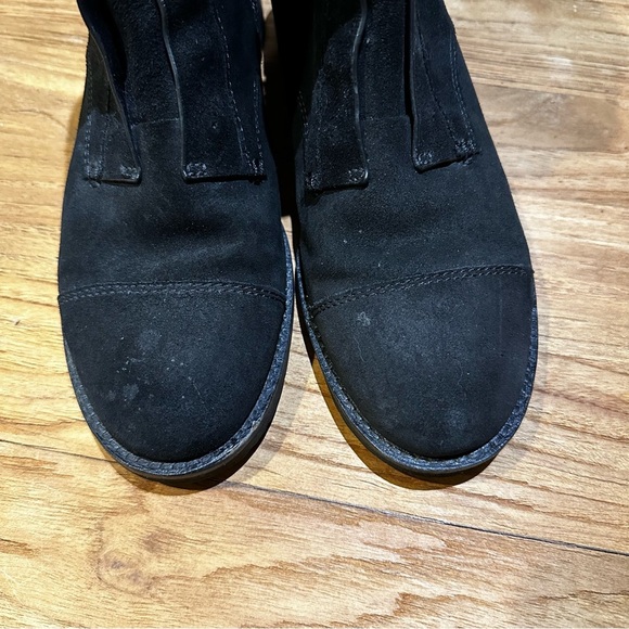 Elie Tahari Designer Women’s Black Suede Pull On Side Zip Boots Combat Style 41 - Picture 9 of 10